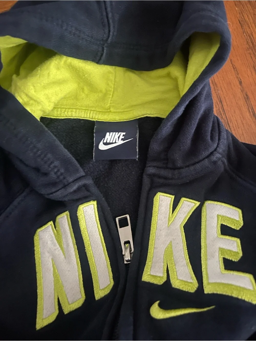 Nike Navy and Neon Green Kids Hoodie & Joggers Set
